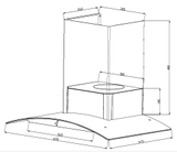Máy hút khử mùi phím cơ cao cấp Sevilla SV3388A1. Kích thước 700 x 500 x  (700-1000)mm (DxRxC)