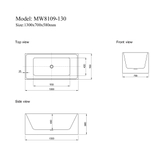 MW8109-130 - Bồn tắm ngâm cao cấp, chất liệu Acrylic. Kích thước: 1300 x 700 x 580 (mm)