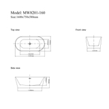MW8201-160 - Bồn tắm ngâm cao cấp, chất liệu Acrylic. Kích thước: 1600 x 750 x 580 (mm)