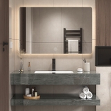 BD1022 - Bàn đá đôi chống xước, bề mặt bóng kết hợp chậu liền mép(Chưa bao gồm vòi và gương)
