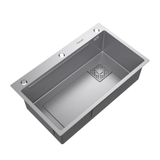 Chậu bếp 1 hố chống bám dính cao cấp CH01. Kèm thớt gỗ và rổ inox, phụ kiện thoát nước cao cấp
