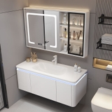 TC194 - Tủ chậu nhựa, tủ gương thông minh kết hợp chậu sứ liền khối