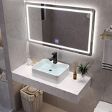 BÀN ĐÁ ĐƠN NHÂN TẠO TRONG NƯỚC 1 TẦNG KẾT HỢP CHẬU NỔI VÀ GƯƠNG LED BD14