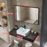 BÀN ĐÁ ĐƠN NHÂN TẠO CHỐNG XƯỚC 1 TẦNG KẾT HỢP CHẬU NỔI VÀ GƯƠNG VIỀN THÉP BD26