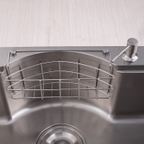 Chậu bếp 1 hố chống bám dính cao cấp CH03. Kèm thớt gỗ và rổ inox, phụ kiện thoát nước cao cấp
