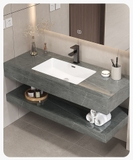 BD1022 - Bàn đá đôi chống xước, bề mặt bóng kết hợp chậu liền mép(Chưa bao gồm vòi và gương)