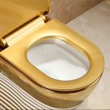 KH103 - Bồn cầu liền khối sứ nung tráng men nano trắng vàng cao cấp