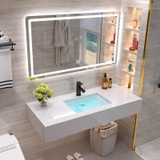 BÀN ĐÁ ĐƠN NHÂN TẠO TRONG NƯỚC 1 TẦNG KẾT HỢP CHẬU NỔI VÀ GƯƠNG LED BD22