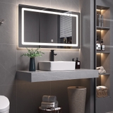 BÀN ĐÁ ĐƠN NHÂN TẠO CHỐNG XƯỚC NHẬP KHẨU 1 TẦNG KẾT HỢP CHẬU NỔI VÀ GƯƠNG LED CẢM ỨNG BD10