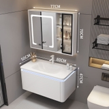 TC194 - Tủ chậu nhựa, tủ gương thông minh kết hợp chậu sứ liền khối