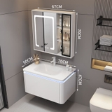 TC194 - Tủ chậu nhựa, tủ gương thông minh kết hợp chậu sứ liền khối