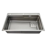 Chậu bếp 1 hố chống bám dính cao cấp CH01. Kèm thớt gỗ và rổ inox, phụ kiện thoát nước cao cấp