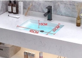 NT25 - Bàn đá nhân tạo 2 tầng kết hợp chậu âm, vòi nóng lạnh, gương viền thép đen.