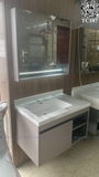 TC107 - Tủ chậu nhựa PVC, mặt đá bóng chống xước, chậu sứ âm liền mép, kích thước 48x80cm