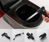 KA3625 - Bồn cầu liền khối sứ nung tráng men nano đen viền vàng cao cấp