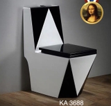 KA3688 - Bồn cầu liền khối 3D đen trắng cao cấp