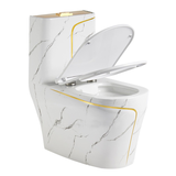 KA601 - Bồn cầu liền khối, sứ nung tráng men trắng vàng cao cấp