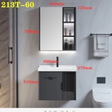 213T - Tủ chậu nhựa PVC, mặt chậu sứ liền khối âm, tủ gương led cảm ứng