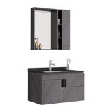LUXURY16 - Combo phòng tắm cao cấp . Bồn cầu trứng liền khối nắp UF chống xước, bàn đá 2 tầng đen vân mây.