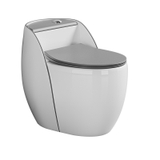 KA6034 - Bồn cầu trứng liền khối ghi trắng, men nano tuyết chống bám dính, nắp UF chông xước, bộ xả cao cấp, nước xả mạnh và êm.