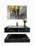 LUXURY24 - Combo phòng tắm cao cấp . Bồn cầu trứng liền khối nắp UF chống xước, bàn đá 2 tầng đen vân mây.