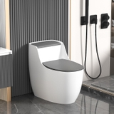 KA6012 - Bồn cầu trứng liền khối trắng nắp ghi xám, men nano chống bám dính, bộ xả cao cấp, nước xả mạnh và êm.