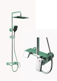 KANAX26 - Combo trọn bộ phòng tắm, bồn cầu cảm ứng đá chân xả nước, tủ chậu nhựa, tủ gương led cảm ứng cao cấp