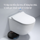K6004T - Bồn cầu treo tường cao cấp, thân sứ tròn, nút nhấn nhựa tròn