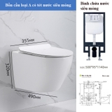 K6004T - Bồn cầu treo tường cao cấp, thân sứ tròn, nút nhấn nhựa tròn