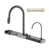 CH09 - Chậu bếp 1 hố, vòi 1 khối xả thác, mặt kính cường lực, có màn hình led hiển thị.