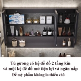 TC187 - Tủ chậu nhựa, tủ gương thông minh kết hợp chậu đá thạch anh nano liền khối