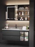 TC168 - Tủ chậu nhựa Plywood + Tủ gương led ,sấy, đồng hồ + Vòi nóng lạnh cao cấp - Hàng nhập khẩu nguyên bộ