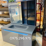 TC195 - Tủ chậu nhựa mặt chậu đá Thạch Anh liền khối màu ghi xám cao cấp