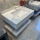 NT11 - Bàn đá đôi chống xước, bề mặt nhám kết hợp chậu sứ âm(Chưa bao gồm gương và vòi)