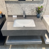 NT11 - Bàn đá đôi chống xước, bề mặt nhám kết hợp chậu sứ âm(Chưa bao gồm gương và vòi)