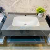 BD1022 - Bàn đá đôi chống xước, bề mặt bóng kết hợp chậu liền mép(Chưa bao gồm vòi và gương)