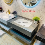 BD1022 - Bàn đá đôi chống xước, bề mặt bóng kết hợp chậu liền mép(Chưa bao gồm vòi và gương)