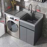 Kệ máy giặt cao cấp - Chất liệu đá thạch anh kết hợp tủ inox