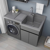 Kệ máy giặt cao cấp - Chất liệu đá thạch anh kết hợp tủ inox