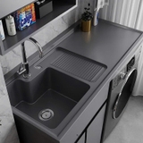 Kệ máy giặt cao cấp - Chất liệu đá thạch anh kết hợp tủ inox