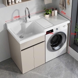 Kệ máy giặt cao cấp - Chất liệu đá thạch anh kết hợp tủ inox