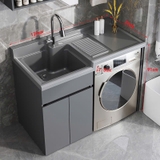 Kệ máy giặt cao cấp - Chất liệu đá thạch anh kết hợp tủ inox