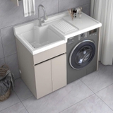 Kệ máy giặt cao cấp - Chất liệu đá thạch anh kết hợp tủ inox