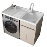 Kệ máy giặt cao cấp - Chất liệu đá thạch anh kết hợp tủ inox