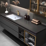 TC09K - Tủ chậu nhựa PVC đặc chịu nước màu ghi xám, mặt chậu đá đen kết hợp lòng chậu sứ nung, hàng đặt theo yêu cầu, kích thước và màu sắc tùy chọn. LH để được giá tốt: 0975.296.975