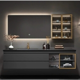 TC09K - Tủ chậu nhựa PVC đặc chịu nước màu ghi xám, mặt chậu đá đen kết hợp lòng chậu sứ nung, hàng đặt theo yêu cầu, kích thước và màu sắc tùy chọn. LH để được giá tốt: 0975.296.975