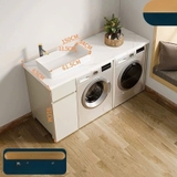 TG01 - Tủ Kệ máy giặt cao cấp, mặt đá nhân tạo kết hợp chậu sứ nổi và tủ inox, kích thước tùy chỉnh