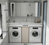 TG04 - Tủ Kệ máy giặt cao cấp, mặt đá nhân tạo kết hợp chậu sứ âm, tủ inox, kích thước tùy chỉnh