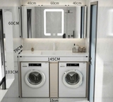 TG04 - Tủ Kệ máy giặt cao cấp, mặt đá nhân tạo kết hợp chậu sứ âm, tủ inox, kích thước tùy chỉnh