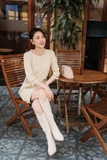 SYO- Đầm tweed suông trang trí dây nhung